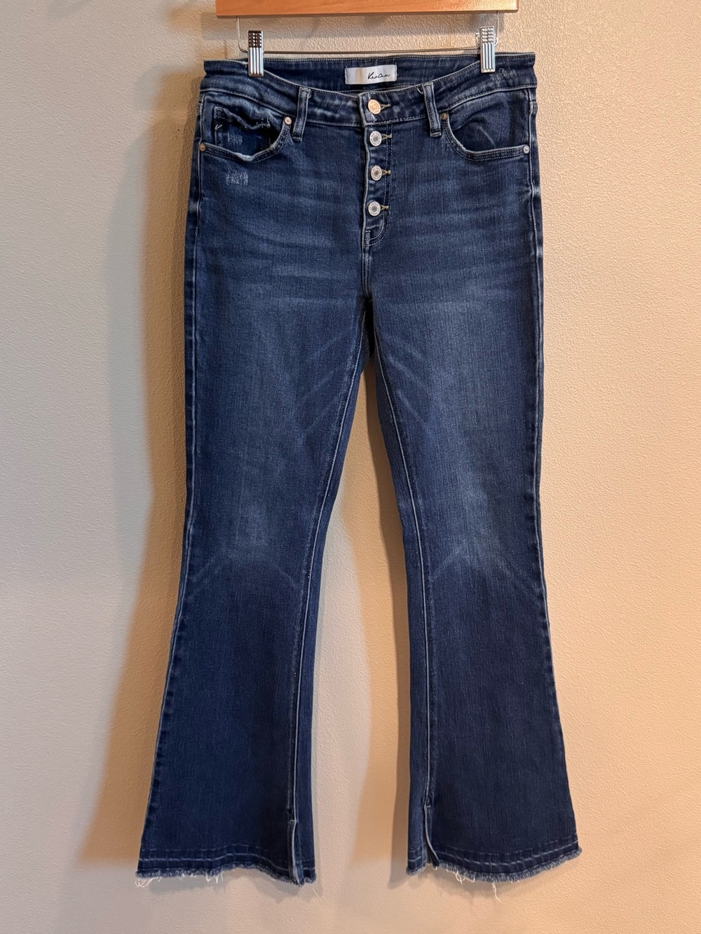 KanCan Dark Blue Button-Fly Flared Jeans